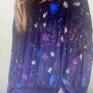 Free People Size Large Wild Flowers Honey Floral Mesh Blouse Top Peasant… thumbnail 10