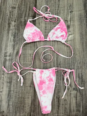 pink tie dye bikini set thumbnail 2