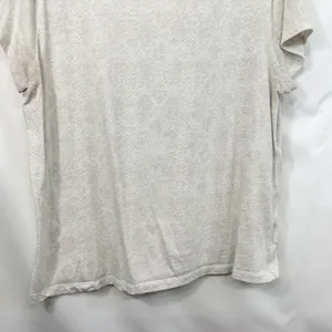 Athleta XL Top Short Sleeve Cotton Snakeskin White Cream Boxy Layering Base 593 thumbnail 5
