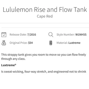 Lululemon Rise and Flow Tank in Cape Red Size 6 thumbnail 9