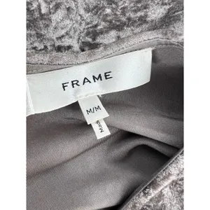 FRAME Crushed Velvet Long Sleeve Top Dusk Taupe Size‎ Medium thumbnail 9