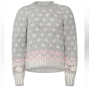 LoveShackFancy Rosie Pointelle Grey/GrayAlpaca Wool Pullover Sweater (S) thumbnail 1