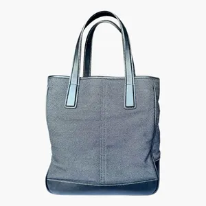 Coach Black Wool Canvas Tote Leather Trim Work Bag No. 7764 Heritage Carryall thumbnail 4
