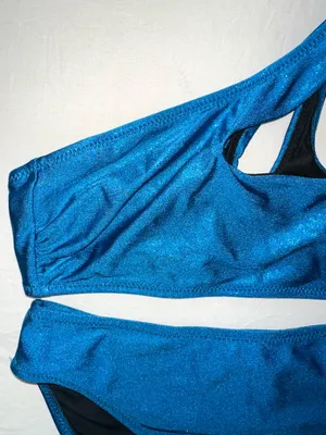 Solid & Striped Blue Shimmer Crossover One Shoulder Bikini thumbnail 2