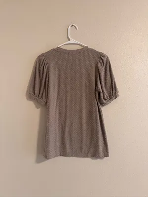 Bohme Essentials Taupe Puff-Sleeve Dot Tee thumbnail 3