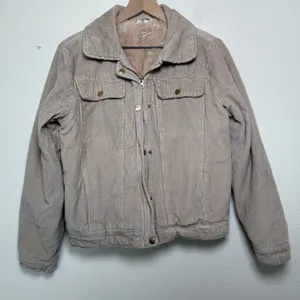 Sky & Sparrow Women Corduroy Sherpa Lined Jacket Medium Brown‎ Trucker Western thumbnail 1