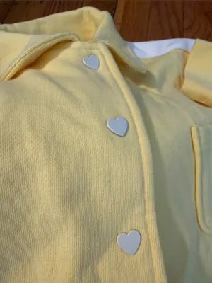 Strawberry western heart snap yellow cardigan collared size S cotton fall thumbnail 5