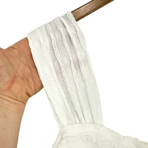 Max‎ Studio London White Midi Dress Women's L Textured Smocked Sundress Resort thumbnail 8
