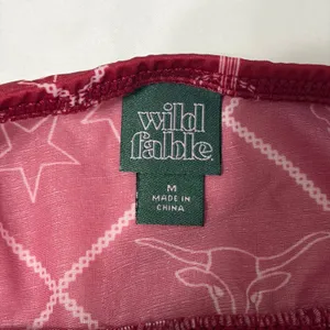 Wild Fable Burgundy Western Cowboy Print Halter Babydoll Peplum Top Red Medium NEW thumbnail 7