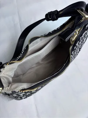 ZAR & RUILR Monogram Shoulder Bag With Crossbody Strap NWT Canvas Black White thumbnail 6