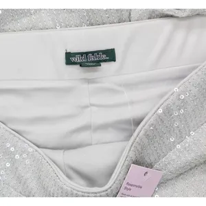 NWT Wild Fable Womens Mid-Rise Wide Leg Holiday Sequin Pants 91904443 Gray M thumbnail 5