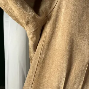 A.M.I. Leather Jacket Tan Brown Suede Button Up Womens Medium Career‎ thumbnail 7