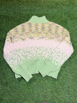 Aerie Pastel Fair Isle Mock Neck oversized Sweater Size S Womens thumbnail 2