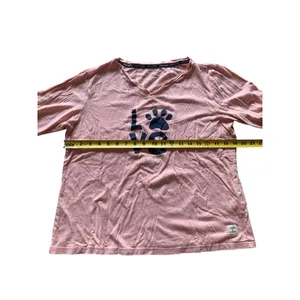 Life is Good Pajama Set Womens Large Pink Plaid Love Paw Print Loungewear Preppy thumbnail 11