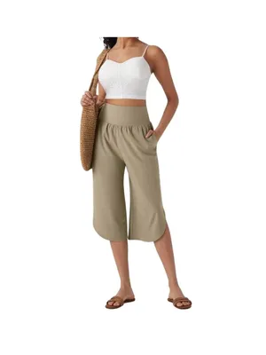 Halara Breezeful High Waisted Tummy Control Curved Hem Quick Dry Resort Capri L thumbnail 5