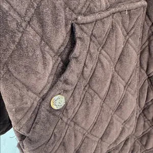 brown faux suede quilted barn jacket Lauren Ralph Lauren equestrian buttons XL thumbnail 12