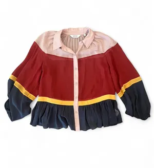 Joie Becki Ruffled Long-Sleeve Silk Top Small thumbnail 4