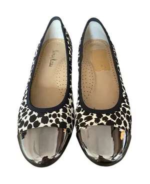 Neiman Marcus Metallic Toe Leopard Print Ballet Flats calf Hair size 8 flawed thumbnail 1