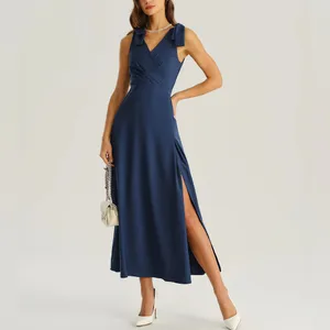 Rihoas Navy Wrap Sleeveless Maxi Dress thumbnail 4