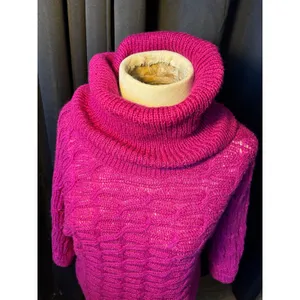 Old Navy Magenta Pink Cowl Neck Cable Knit Sweater Dress Small‎ Dolman Sleeve thumbnail 4