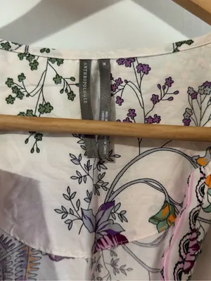 Anthropologie White and Purple Floral Somerset Maxi Dress with pockets thumbnail 3