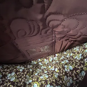 Vera Bradley Brown Quilted Briefcase Messenger Laptop Bag Floral‎ Lining thumbnail 6