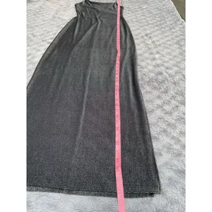 City Triangles Y2K 90s Minimalist Shimmer Open Back Column Maxi Dress Silver Black Size M Read thumbnail 16