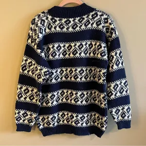 ✨ Vintage 16th Street Blue White Abstract Stripes Sweater Small‎ thumbnail 9