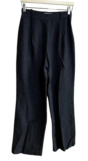 AKA Eddie Bauer wool blend wide leg pinstripe pleated trousers‎ women's 6 petite thumbnail 1
