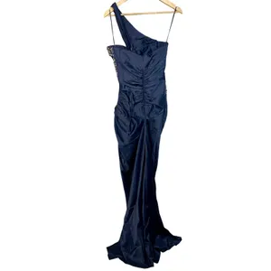 NWT Mandalay Navy Blue One Shoulder Beaded Sequin Evening Gown Dress Size 14 thumbnail 7
