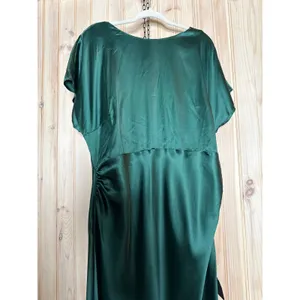 NWT Lulus Captivating Presence Forest Green Satin Cowl Back Maxi Dress Formal 2X thumbnail 6