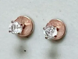 Gold Diamond Flat-Back Stud Post Earrings Jewelry ✨ thumbnail 1