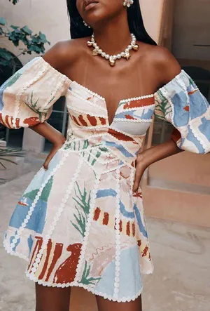 Printed Mini Dress Multiple thumbnail 1