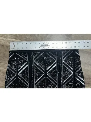 Express Sequin Mini Skirt Medium Black Silver Stretch Pull On Holiday Party Club thumbnail 5