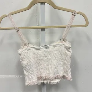 Edikted White Pointelle Knit Lace Trim Crop Camisole Top XS Coquette Y2K Stretch thumbnail 2