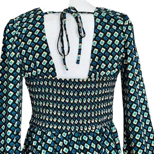 B.O.G. Band Of The Free Womens Genevieve Teal‎ Diamond Long Sleeve Mini Dress S thumbnail 6