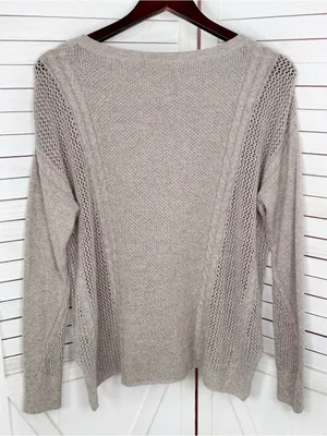 American Eagle Multi Knit‎ Lightweight Cotton Wool Blend Sweater Tan Medium thumbnail 8