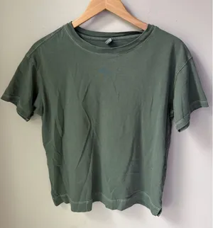 Old Navy Washed Sage Green Oversized Boxy Tee Shirt 100% Cotton Crew Neck XS thumbnail 1