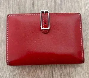 Coach Y2K Vintage Red Leather Compact Bifold Credit Card Holder Wallet thumbnail 1