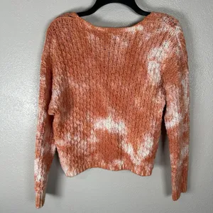 Anthropologie Pilcro Christian V-neck Sweater Size Small Chunky‎ Knit Creamsicle thumbnail 3
