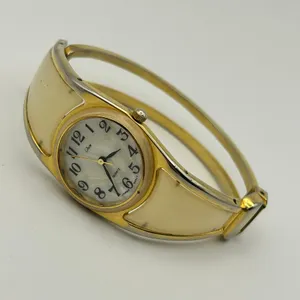 Collezier Two-tone Mother Pearl Dial Women’s Cuff Watch Working New Battery thumbnail 4