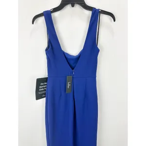Lulus Moment Maker Cobalt Blue Square Neck Trumpet Midi Dress Cocktail Small NWT thumbnail 8