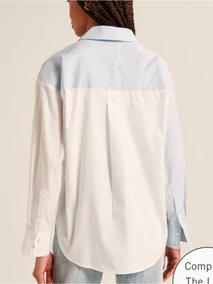 NWOT Abercrombie & Fitch Oversized Poplin Color block Button-Down Shirt thumbnail 3