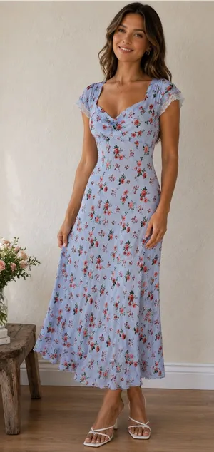 wild fable Light Blue Floral Maxi Dress thumbnail 1