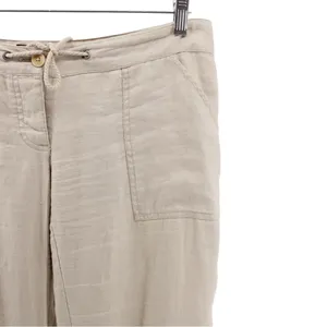 Y2K‎ Juicy Couture Tan 100% Linen Pants Coastal Resort Travel Capsule S thumbnail 3