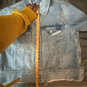 Abercrombie and Fitch Patchwork denim jacket cropped trucker jean jacket size M thumbnail 13