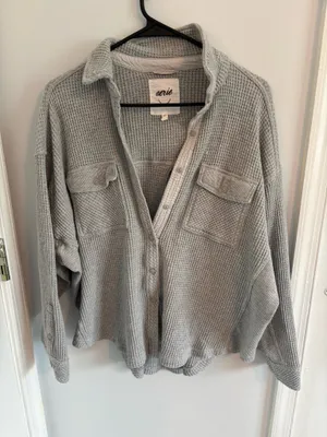 Aerie LumberJane Waffle Shirt Grey thumbnail 2