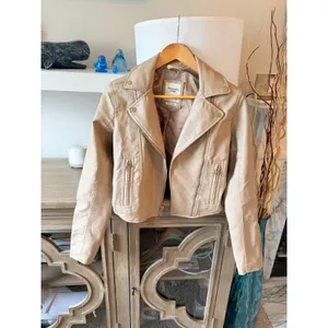Abercrombie & Fitch Vegan Leather Moto Jacket Womens Tan S thumbnail 4