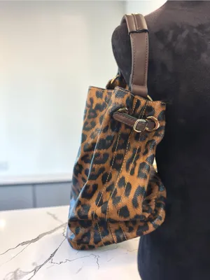 Animal Print Shoulder Bag Boho Chic Brown Trim Magnetic Snap thumbnail 4
