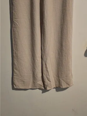 Women's Wide-Leg Drawstring Pants in Light Beige thumbnail 6